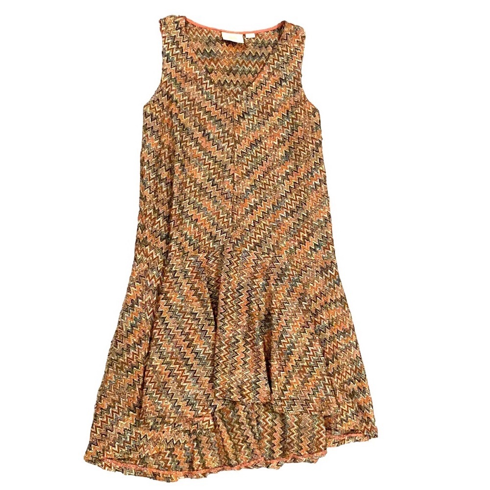 Maeve Anthropologie Westwater Slevelese Zig Zag Chevron Knit Sweater Dress L - Picture 2 of 6